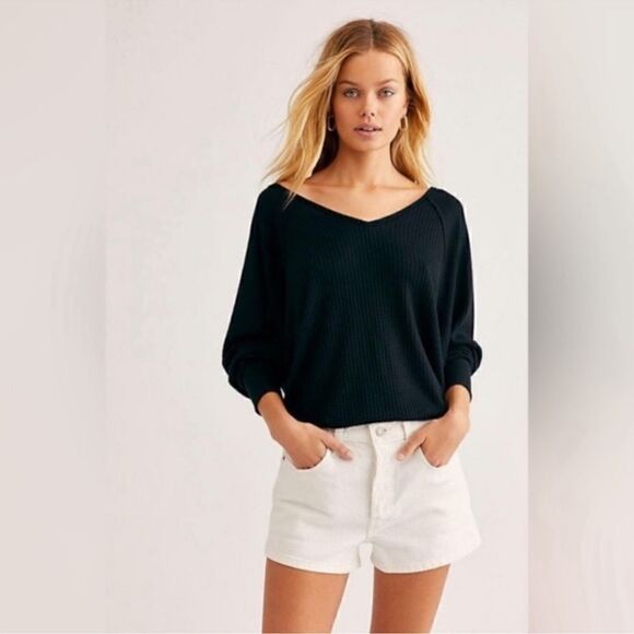 Free People Santa Clara thermal black NWT - Picture 1 of 10